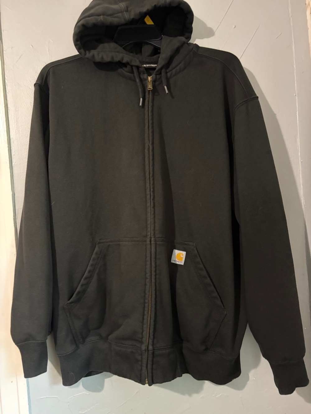 Carhartt Men’s Black Full-Zip Hooded Jacket with Logo Patch